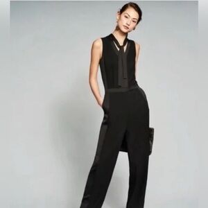 Banana Republic Sleeveless Black Jumpsuit with Tie Neck